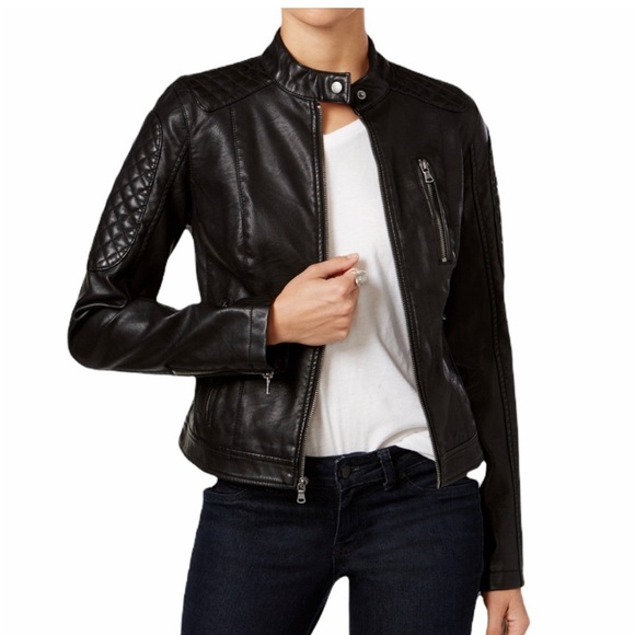 Levi's Jackets & Blazers - Levi’s Faux Leather Black Moto Jacket Sz L